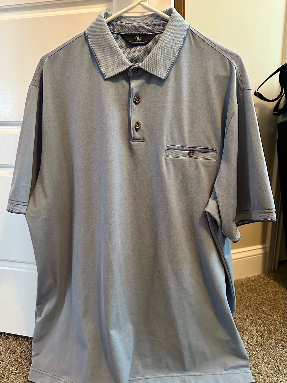 Hart Schaffner Marx Light Blue Polo with Chest Pocket